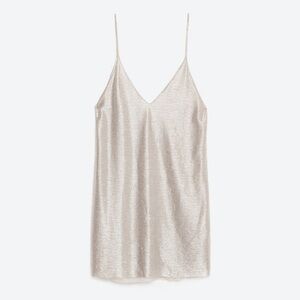 ZARA Metallic V Neck Slip Mini Dress - Size M - NWT!
